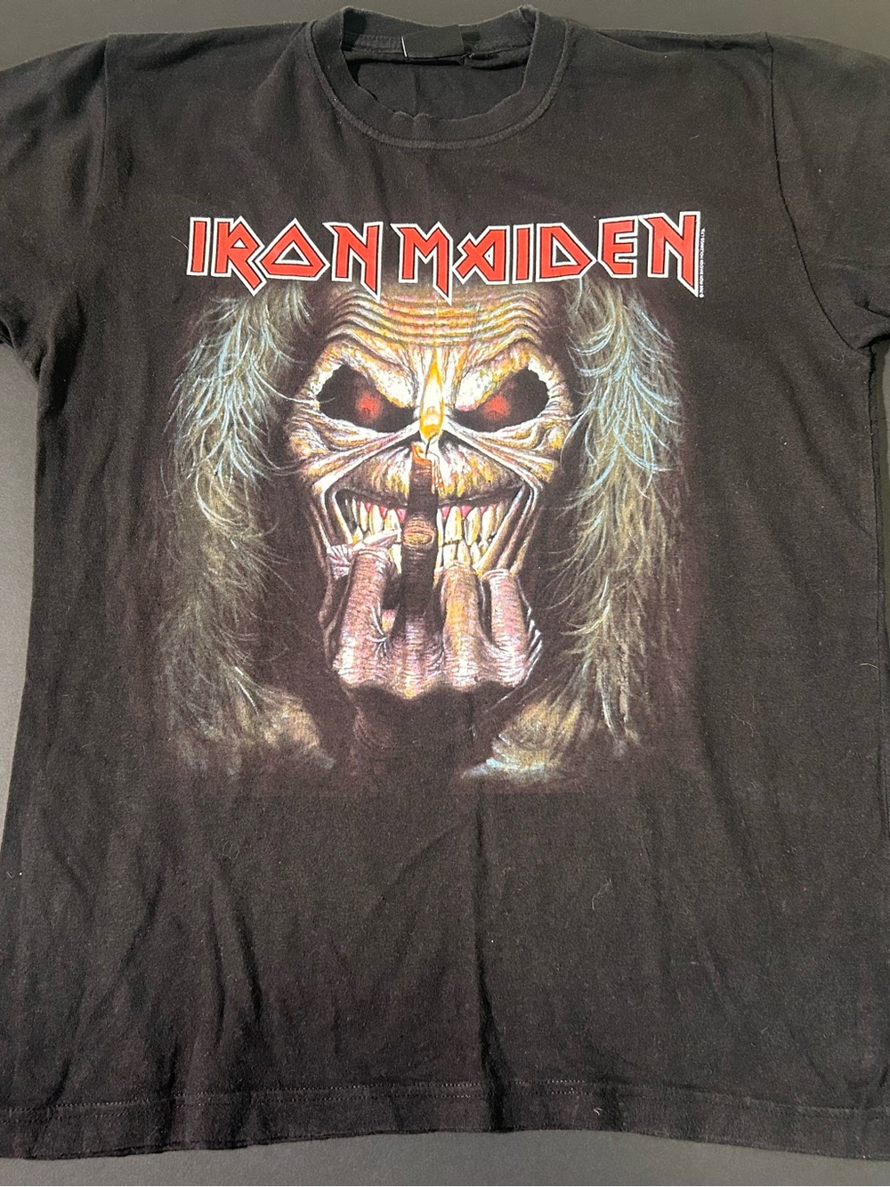 Bravado Iron Maiden Black Tee with Red Logo and Multicolor Graphic